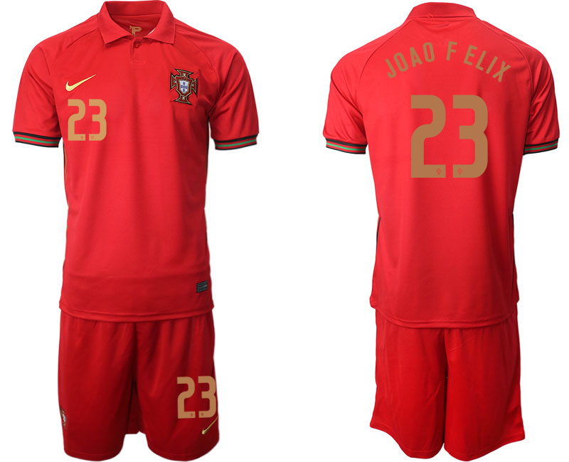 Men 2021 European Cup Portugal home red #23 Soccer Jersey